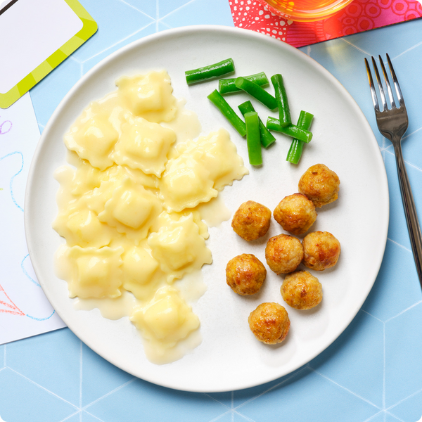 Chicken Meatballs & Buttered Ravioli